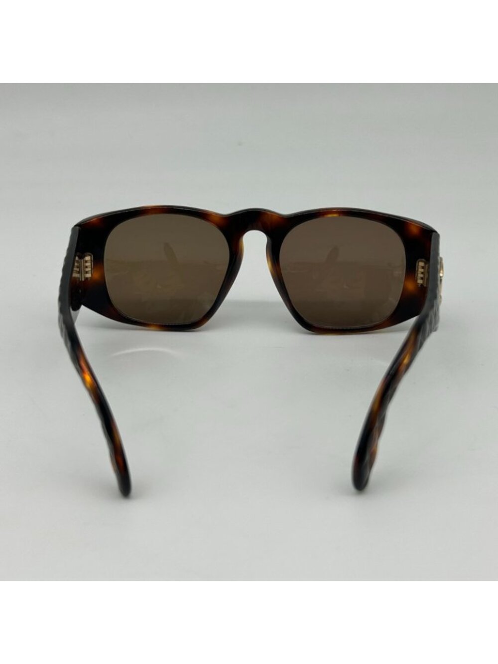 Chanel Vintage Quilted CC Logo Marble Brown Gold Acetate Sunglasses Eyewear - Picture 5 of 11